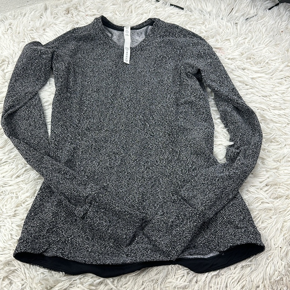 Lululemon Runderful Long Sleeve Rush Jacquard Black White